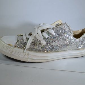 converse all star ox silver glitter sparkle